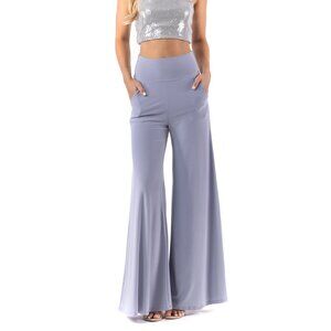 Lilac Grey High Waisted Palazzo Pants – Wide Leg, Pockets, Flowy & Comfortable